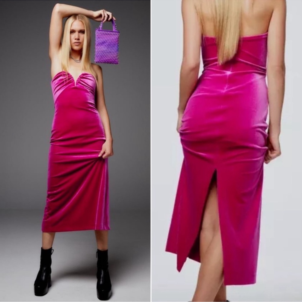 Zara velvet fuscia midi dress